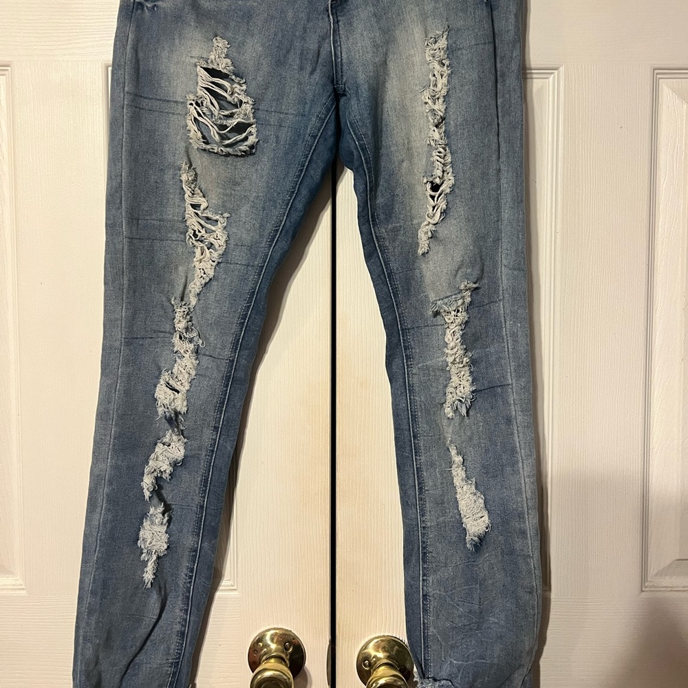 Size 11 distressed jeans.